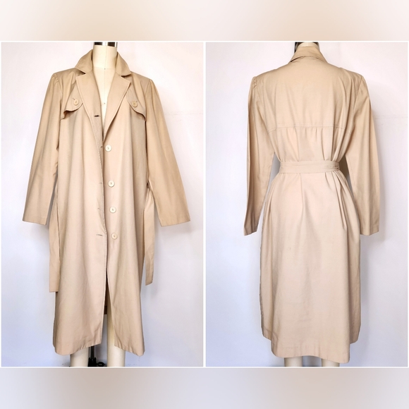 Vintage Trench Coat 70s by Julie Miller of California - Spy Coat - Beige XS S M - Picture 3 of 13